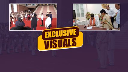 Secretariat వద్ద Revanth Reddy కి పోలీసుల గౌరవ వందనం | Telugu Oneindia