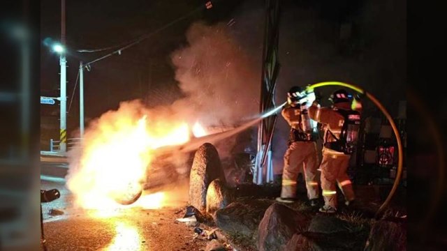 강원 삼척 차량 화재...운전자 1명 중상 / YTN