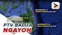 Magnitude 7.4 na lindol, tumama 4.2 km sa northeast ng Hinatuan, Surigao del Sur