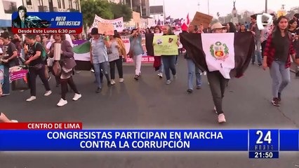 Centro de Lima: congresistas participan de marcha contra la corrupción