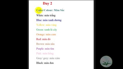 Tiếng Anh Từ vựng cơ bản theo chủ đề #2 Color - màu sắc