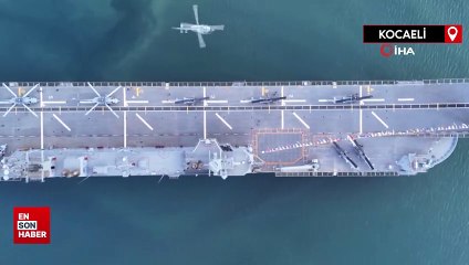 TCG Anadolu tüm heybetiyle havadan görüntülendi