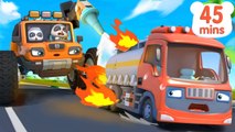 Fire Truck Saving Tanker Truck Monster Truck  Car Cartoon  Kids Song  BabyBus