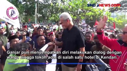Ratusan Warga Sambut Meriah Kedatangan Ganjar Pranowo di Kendari