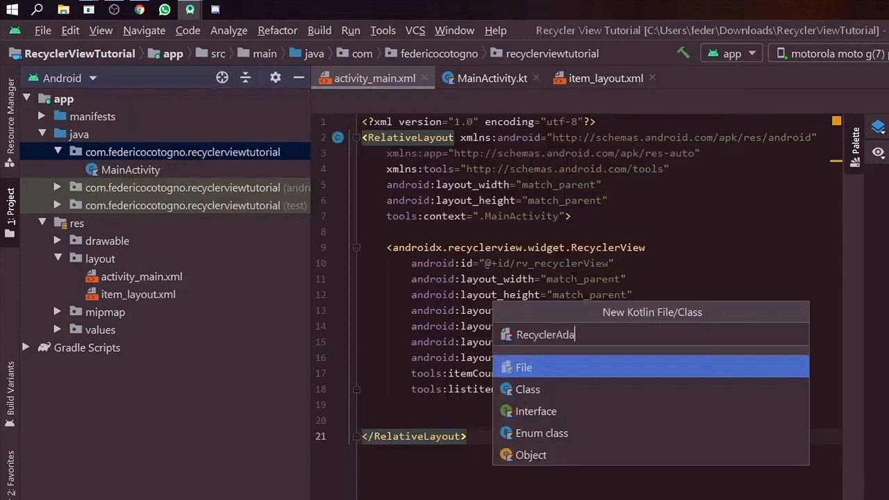 RecyclerView using Kotlin 2023 Android RecyclerView in Kotlin
