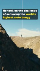Robbie Maddison performs world's highest motorbike bungy jump