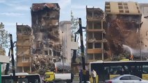 Beşiktaş'ta kontrollü yıkım sırasında 11 katlı binanın çökmesi kamerada