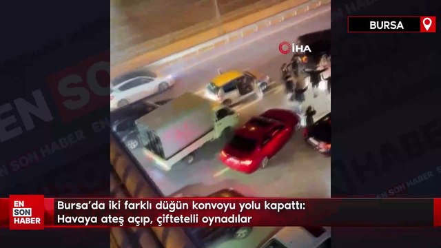 Bursa'da iki farklı düğün konvoyu yolu kapattı