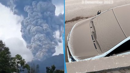 下载视频: Indonésie : un volcan en éruption, des cendres à 3 km de haut et des randonneurs recherchés