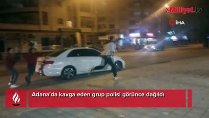 Adana Kozan'da kavga eden grup polisi görünce kaçtı