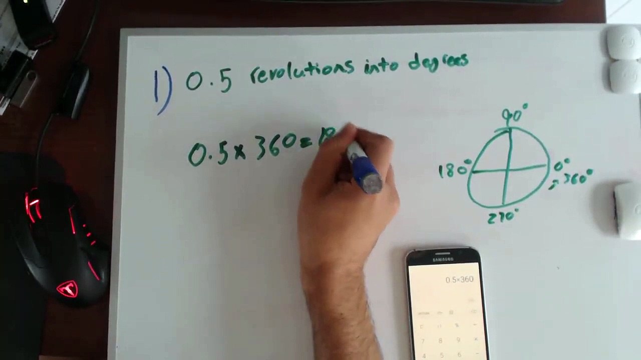 How to convert revolution into degrees and degrees into revolution - Trigonometry