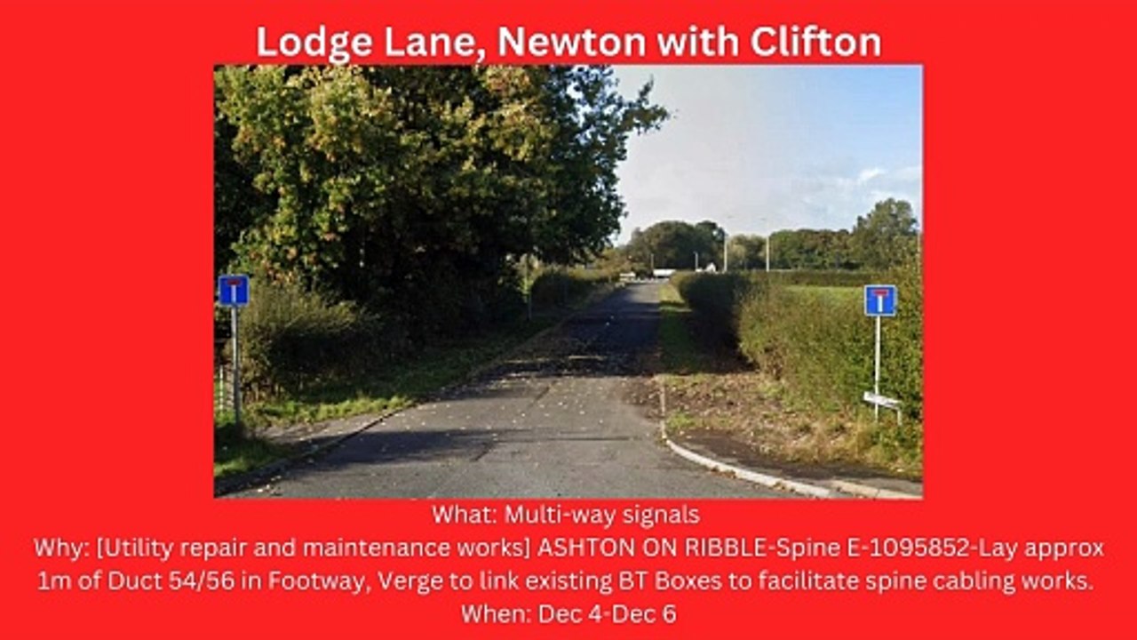 Fylde and Wyre roadworks starting Dec 4 - Dec 10