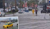 Bodrum'da şiddetli sağanak! Cadde ve sokaklar göle döndü