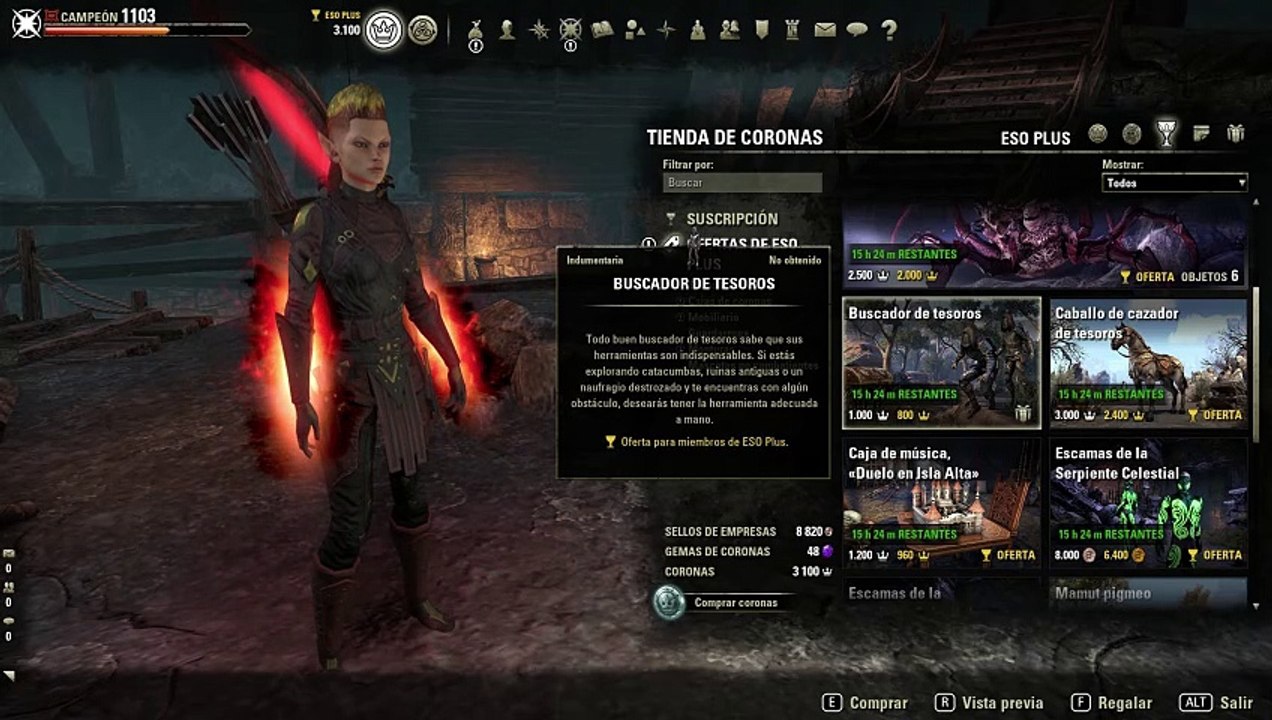 i buy (Treasure Hunter) CROWN STORE Appearance Costumes ESO Plus 800 Crowns video Dailymotion
