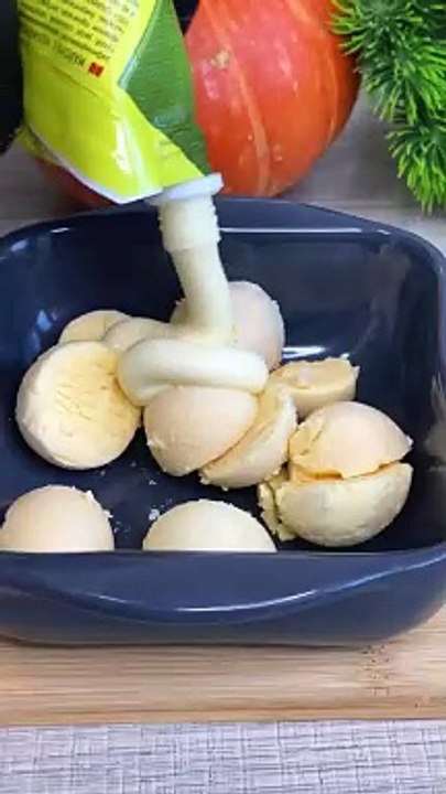 Boiled eggs with mayonnaise, Christmas food