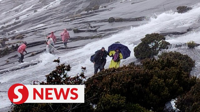 Climbers evacuated from Mount Kinabalu as heavy rain turns summit trail into rapids
