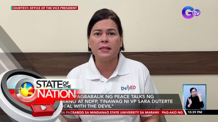 Planong pagbabalik ng peace talks ng gobyerno at NDFP, tinawag ni VP Sara Duterte na "deal with the devil" | SONA
