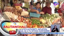 PH Statistics Authority: Inflation, bumagal sa 4.1% nitong nobyembre | BT