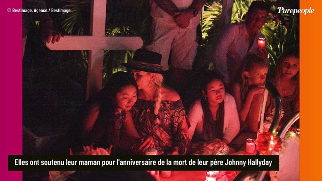 PHOTO Johnny Hallyday : Laeticia, très émue, ouvre son coeur, leurs filles Jade et Joy en renfort