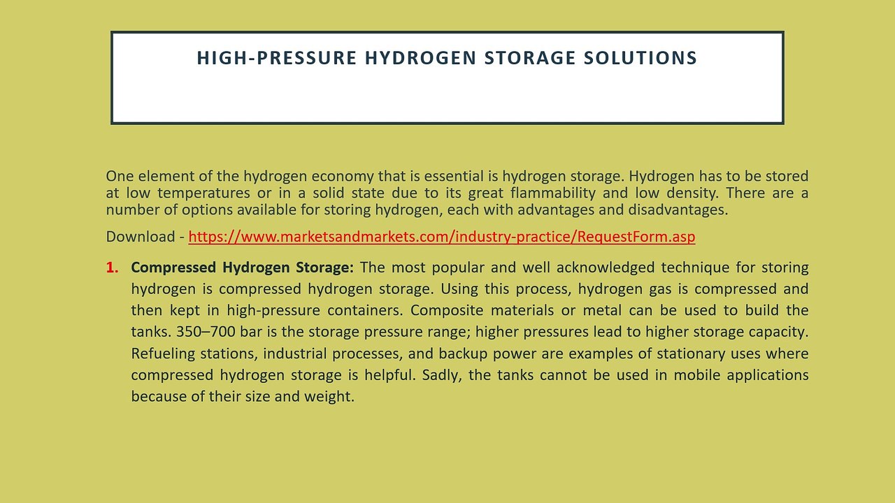 High-Pressure Hydrogen Storage Solutions