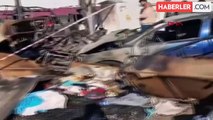 Hatay'da depremzede ailelerin kaldığı prefabrik evlerde yangın çıktı