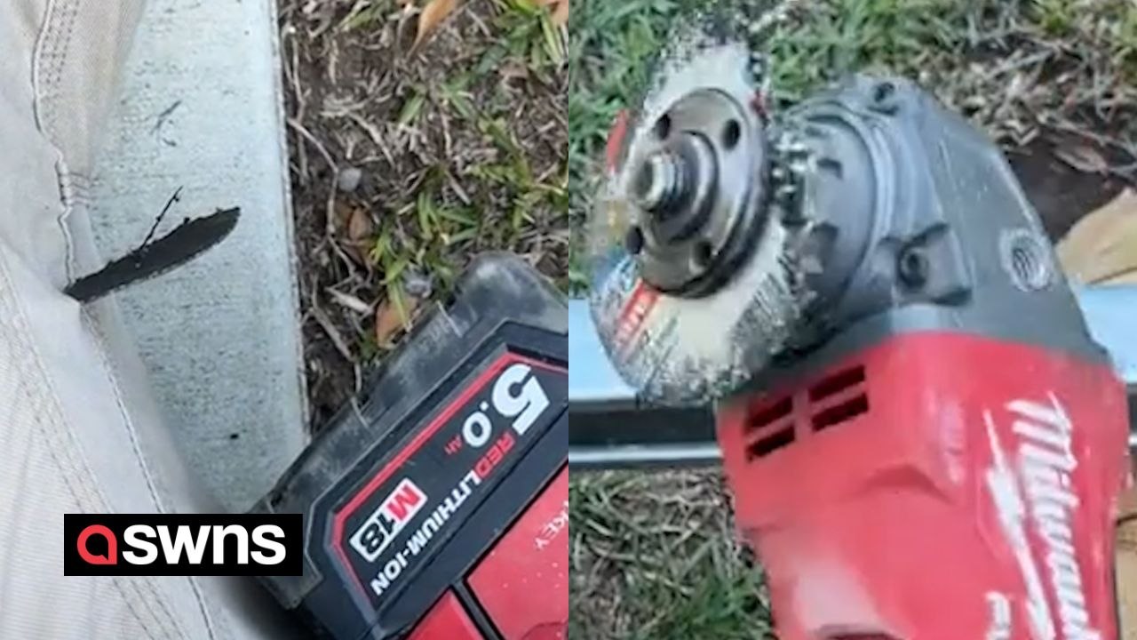 Man had a lucky escape after angle grinder blade snapped and almost flew into his groin