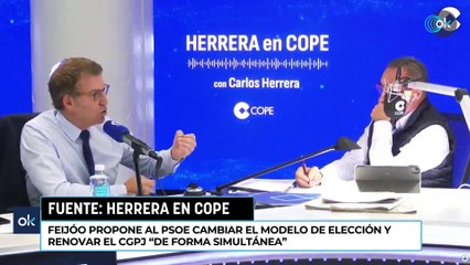 Feijóo propone al PSOE cambiar el modelo de elección y renovar el CGPJ de forma simultánea