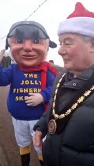 Riders brave cold to take festive chocolates to children's ward.