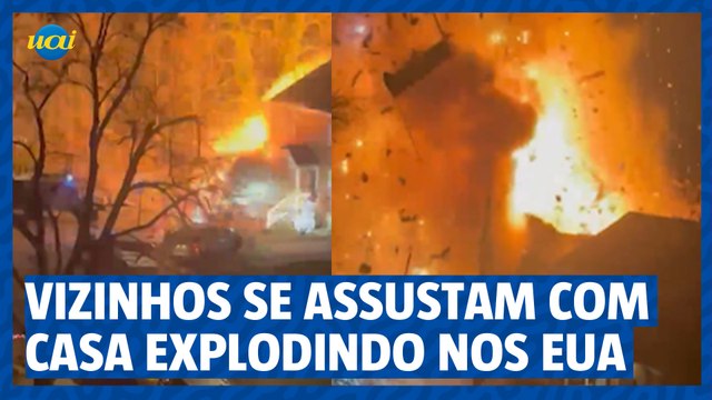 Vizinhos se assustam com casa explodindo nos Estados Unidos