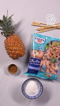 CUISINE ACTUELLE - Brochettes de crevettes et ananas caramélisés