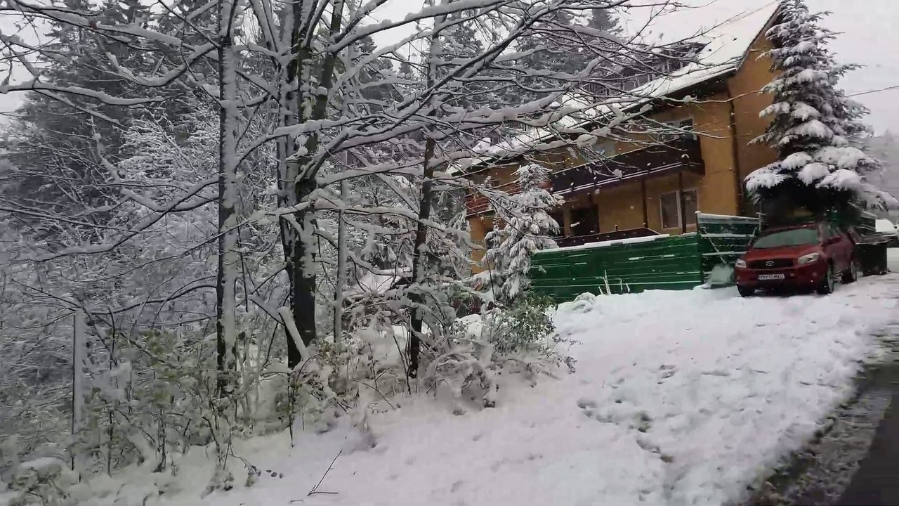Walking while snowing