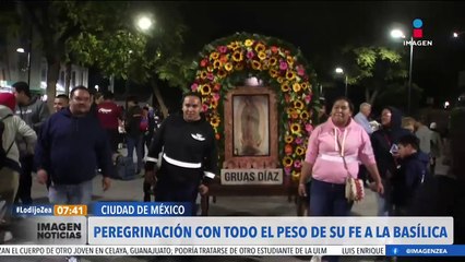 Peregrinos del sector de grúas llegan a la Basílica de Guadalupe
