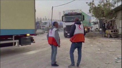 عبور شاحنات المساعدات عبر #معبر_رفح لإغاثة المتضررين في #غزة #العربية