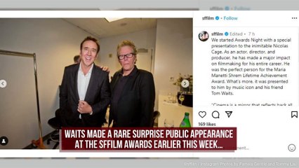 Nicolas Cage presented with lifetime achievement award by Tom Waits