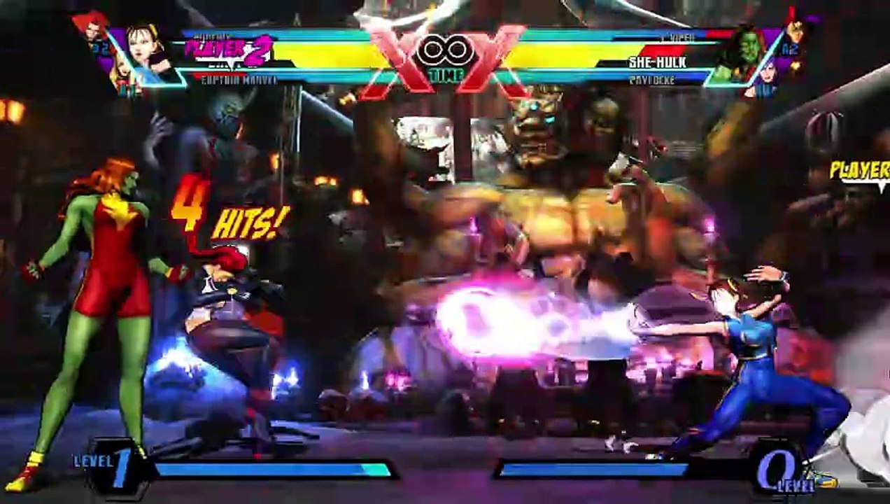 Captain Marvel, Phoenix, Chun-Li vs She-Hulk, Psylocke, C. Viper