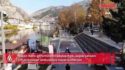 Bakan Koca paylaşmıştı! Sağlık çalışanı çift motosiklet ambulansla hayat kurtarıyor