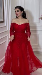 Evening dress with a modern cut and modern materials