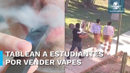 Tablean y humillan a 2 jóvenes por vender vapes en Sinaloa