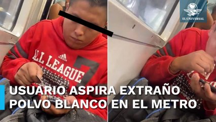 ¿Doble viaje? Captan a usuario del metro inhalando polvo blanco