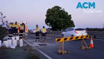 TfNSW emergency repairs to Tarro Bridge, October 2023.