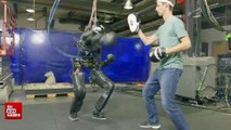 İnsanlarla boks yapan dev robot
