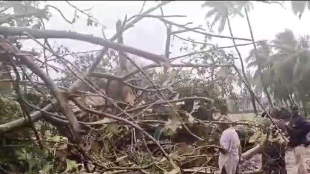తూర్పు గోదావరి: తుఫాన్ బీభత్సం... ఎటు చూసిన విధ్వంసమే (వీడియో)