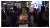Tel Aviv'de İsrailli aktivistler Gazze'ye yönelik saldırıları protesto etti