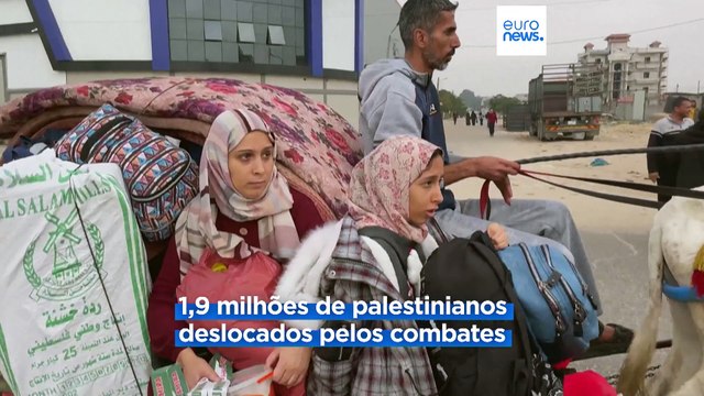 Cidade de Khan Yunis atingida por bombardeamentos