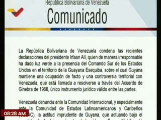 Venezuela condena declaraciones de Irfaan Ali sobre la presencia del Comando Sur en el Esequibo