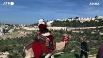 Israele, Babbo Natale sul cammello per le strade di Gerusalemme