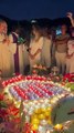 Laeticia Hallyday entourée des fans lors de la veillée pour les 6 ans de la mort de Johnny Hallyday au petit cimetière de Lorient à Saint-Barthélemy. ©JPM via Bestimage