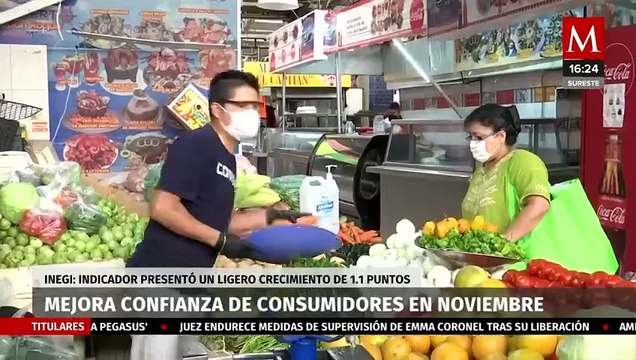 Confianza de los consumidores mejora en noviembre; informa el Inegi