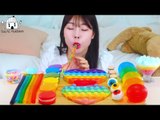 ASMR MUKBANG | Rainbow Desserts( Jelly noodles, Sherbet Icecream, Kyoho Jelly, Push-pop Chocolate).