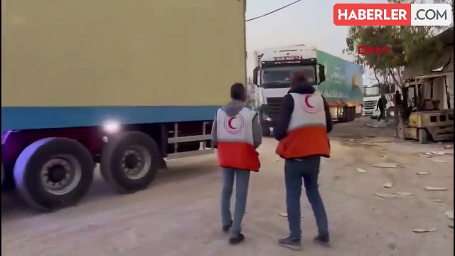 Filistin Kızılayı'ndan 80 kamyon yardım malzemesi teslim alındı